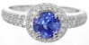 Natural blue sapphire ring in 14k white gold