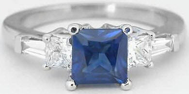 Princess Sapphire Ring in Platinum