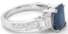 Natural Sapphire Engagement Ring with Natural Emerald Cut Blue Sapphire, Fancy Baguette and Round Diamonds in 18k white gold