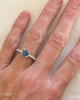 1 carat Genuine Blue Sapphire and Diamond Ring in ornate 14k white gold mounting