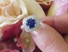 Expensive Cushion Cut Cornflower Blue Natural Sapphire Statement Ring with Real Pave Diamonds in 14k white gold for sale