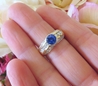 Bezel Set Natural Blue Sapphire Ring with Genuine Diamonds in 14k yellow gold