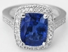 Cornflower Blue Natural Sapphire and Diamond Engagement Ring in Real 18k White Gold for sale