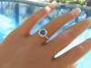 Ceylon Cushion Cut Natural Cornflower Blue Sapphire and Diamond Halo  Ring in 14k white gold
