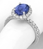 Genuine Fine Color Change Sapphire Ring with Diamond Halo in 14k white gold