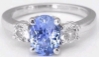 Natural blue sapphire ring in 14k white gold