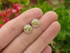 Natural Yellow Sapphire and Diamond Earrings in 14k white gold