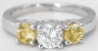 Round cut natural yellow sapphire engagement ring in 14k white gold