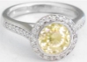 Round cut natural yellow sapphire ring in 14k white gold