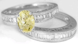 Natural yellow sapphire ring in 18k white gold