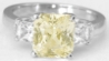 3.32 carat Unheated Yellow Sapphire and White Sapphire Ring in 14k white gold