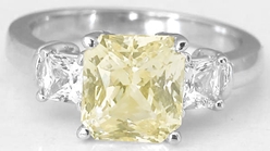 3.32 carat Unheated Yellow Sapphire and White Sapphire Ring in 14k white gold