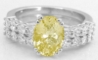 Genuine Oval Yellow Sapphire and Diamond Engagement Ring Set in 14k white gold