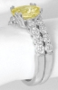 Natural Oval Yellow Sapphire and Diamond Engagement Ring Set in 14k white gold