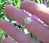 Natural Radiant Cut Yellow Sapphire Engagement Ring - with diamond halo in 14k white gold