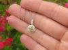 Round Genuine Yellow Sapphire Pendant with Real Diamond Halo in 14k white gold. Jewelry gift idea for sale