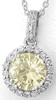 Round Natural Yellow Sapphire Pendant with Real Diamond Halo in 14k white gold
