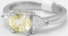 14k white gold Three Stone Light Yellow and White Sapphire Engagement Ring