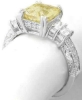 Natural Radiant Cut Untreated Yellow Sapphire Engagement Ring with Baguette Diamonds in 18k white gold for sale