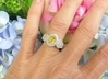 Ornate Natural Oval Yellow Sapphire Engagement Ring- Vintage styled with diamond halo in solid 14k white gold