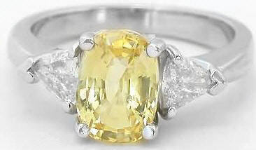 yellow sapphire ring with trillion diamonds