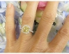Natural Radiant Cut Yellow Sapphire Ring - 2 carat Ceylon sapphire in diamond halo 14k white gold setting for sale