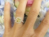 Natural Radiant Cut Yellow Sapphire Ring - 2 carat Ceylon sapphire in diamond halo 14k white gold setting for sale