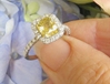 Natural Ceylon Yellow Sapphire Ring - 2 carat Radiant Cut in real 14k white gold for sale