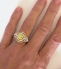 One of a Kind Round Yellow Sapphire and Diamond Halo Ring
