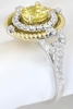 Unique Round Yellow Sapphire and Diamond Halo Ring