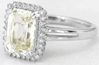Natural Yellow Sapphire Ring - Radiant Sapphire in Diamond Halo in 14k white gold