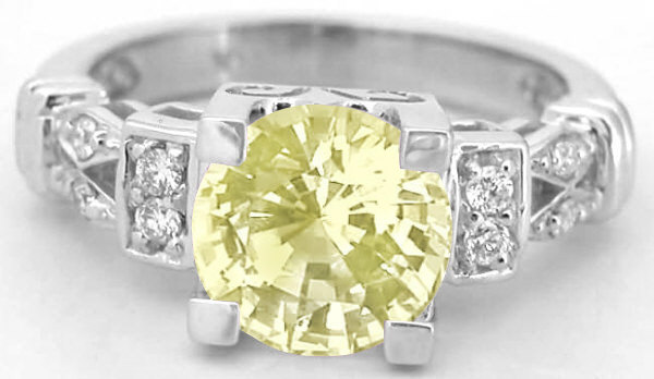Ceylon Yellow Sapphire Diamond Ring