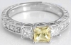 Genuine Yellow Sapphire Ring Princess Cut - Past Present Future Style