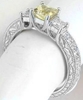 Genuine Yellow Sapphire Diamond Ring Antique Style in white gold