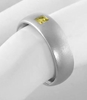 Burnished Princess Yellow Sapphire Wedding Band in 14k White Gold