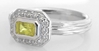 East West Set Natural Lemon Yellow Sapphire Ring with Diamond Halo in 14k white gold