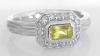 East West Set Natural Yellow Sapphire Ring in 14k white gold