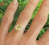 Radiant Cut Natural Yellow and White Sapphire Three Stone Ring in solid 14k white gold