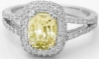 Natural yellow sapphire ring in 18k white gold