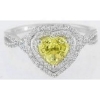 Heart cut natural yellow sapphire ring in 14k white gold