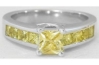 Princess cut natural yellow sapphire ring in 14k white gold