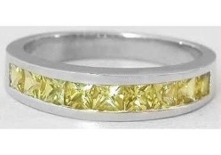 Princess cut natural yellow sapphire ring in 14k white gold