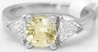 Natural Light Yellow Sapphire and Trillion Cut White Sapphire 3 Stone Engagement Ring for sale
