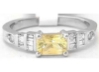 Natural yellow sapphire ring in 14k white gold
