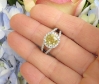 Natural Untreated Yellow Sapphire Ring - Round Cut Ceylon Sapphire with a Diamond Halo in solid 14k White Gold