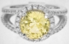 Natural Unheated Ceylon Round Yellow Sapphire Diamond Halo Ring in 14k white gold - Heirloom Quality