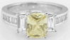 Radiant cut natural yellow sapphire ring in 14k white gold