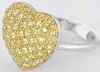Pave Heart Real Yellow Sapphire Ring in White Gold for sale