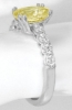 Fine Natural  Oval Yellow Sapphire and Diamond Ring in 14k white gold