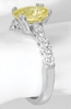 Fine Natural  Oval Yellow Sapphire and Diamond Ring in 14k white gold